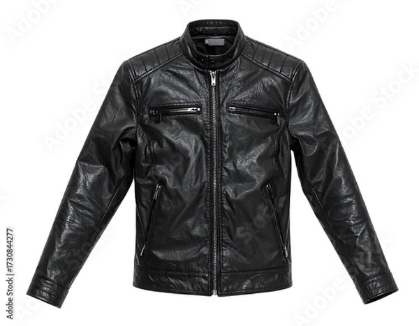 Obraz Black leather jacket, front view