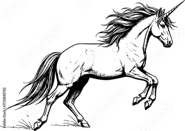 Obraz Sketch a magical unicorn silhouette