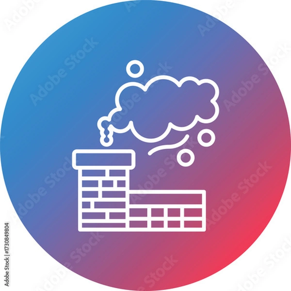Fototapeta Chimney Pollution Line Gradient Circle Background Icon