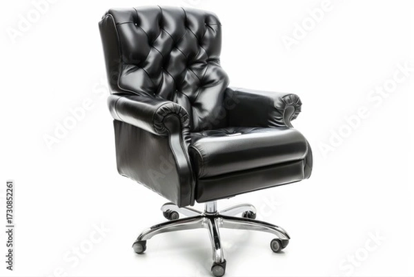 Obraz Luxurious Leather Executive Chair Office Furniture Ergonomic Boss Seating on transparent background