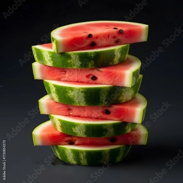 Obraz  flying Watermelon slices stacked neatly,