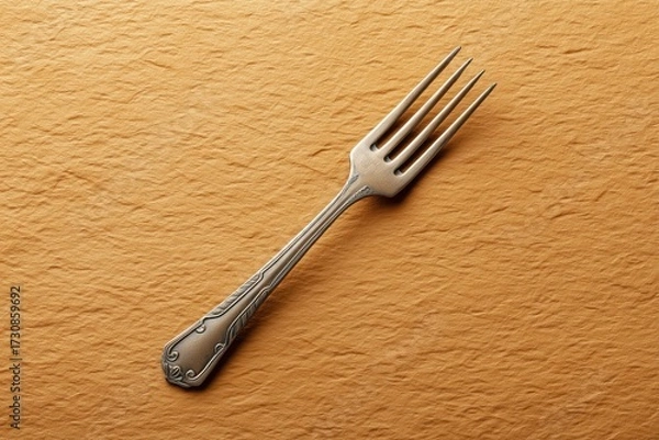 Fototapeta Elegant Silver Fork on Textured Background