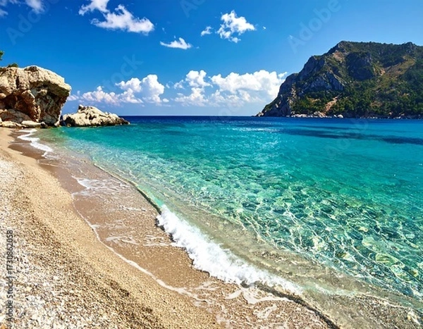 Obraz Beautiful beach scene with crystal-clear turquoise water