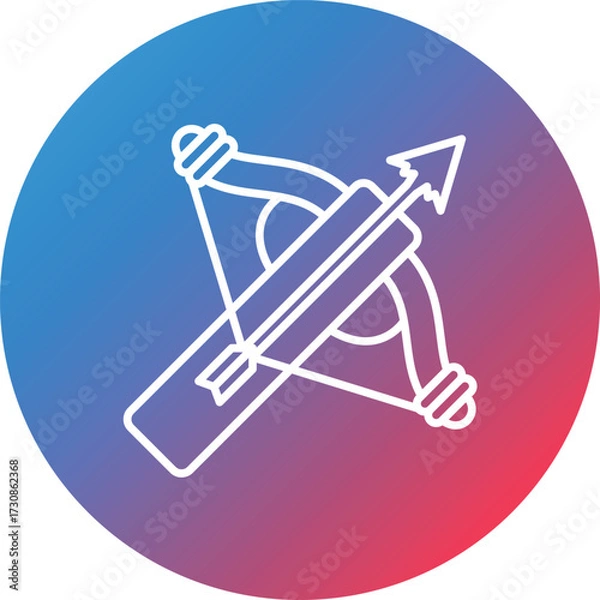 Obraz Crossbow Line Gradient Circle Background Icon