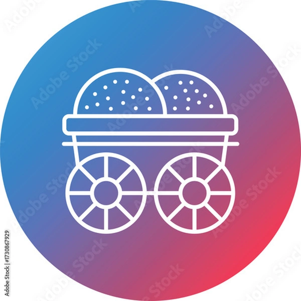 Fototapeta Wood Cart Line Gradient Circle Background Icon