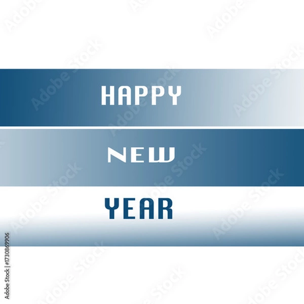 Fototapeta Happy New Year Modern Graphic Banner with Blue Gradient Stripes