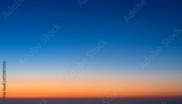 Fototapeta Predawn Clear Sky With Orange Horizon And Blue Atmosphere Smooth Orange Blue Gradient Of Dawn Sky Background Of Beginning Of Day Heaven At Early Morning With Copy Space Sunset Sunrise Backdrop