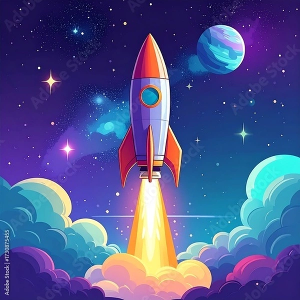 Fototapeta Rocket launching into space