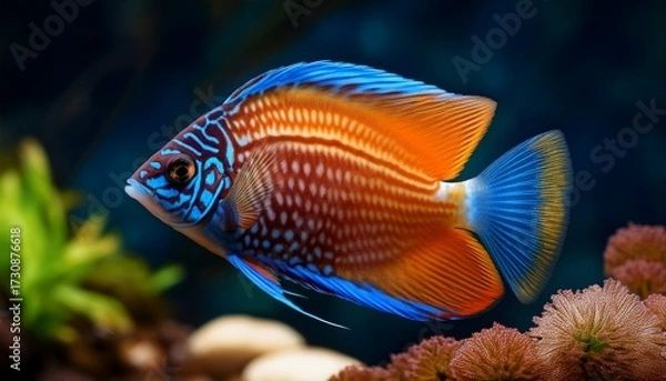 Fototapeta Aquarium Fish Chromis Butterfly Mikrogeophagus