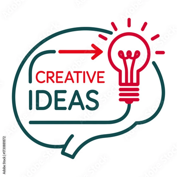 Obraz Creative Idea and Innovation Concept. Brainstorming process icon with brain and lightbulb symbol representing a solution and business strategy.