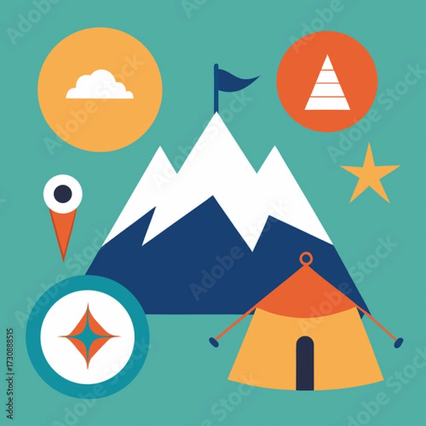 Obraz vector illustration of mountain landscape