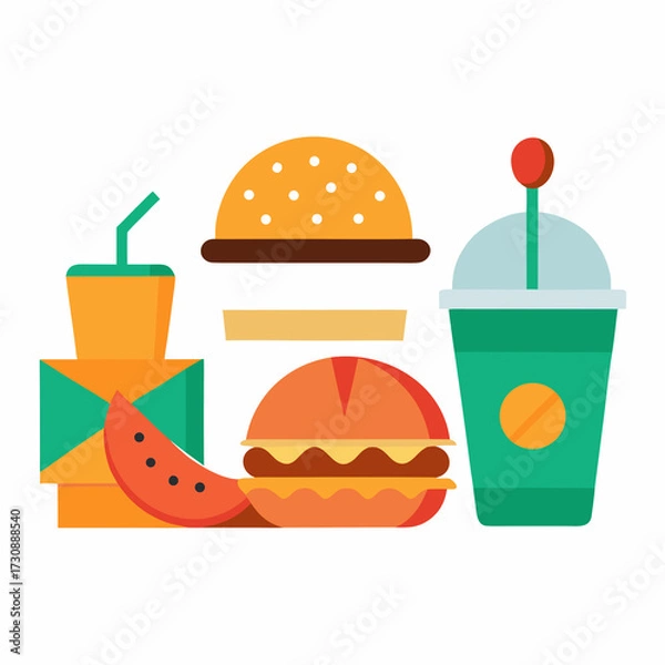 Obraz fast food icon set