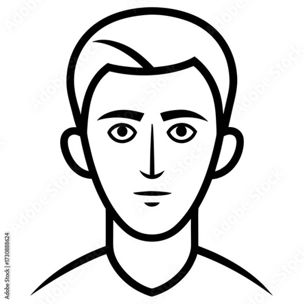 Obraz Create minimalist line art of abstract faces in black and white with a clean, white background.