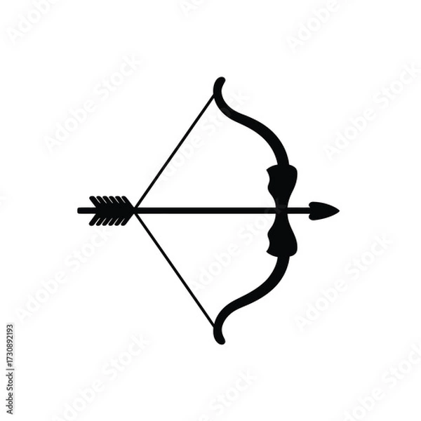 Fototapeta Silhouette of a bow and arrow ready for action