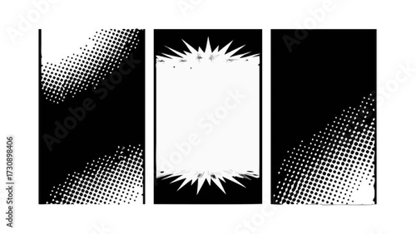 Fototapeta Black and white halftone comic background texture graphic pattern design vector illustration abstract art