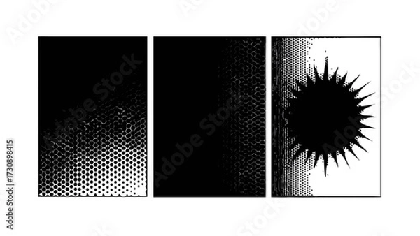 Fototapeta Abstract black and white halftone pattern design with geometric shapes and texture elements for modern art 100