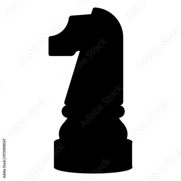 Fototapeta Silhouette of a black chess knight piece, a strategic element in the game.