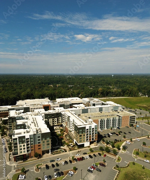 Obraz Aerial view of the Fenton mixed-use development in Cary , NC, with shopping, dining and apartments