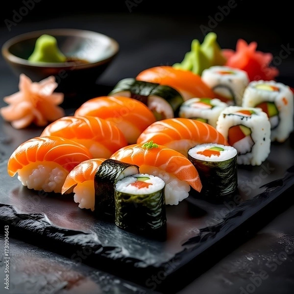 Fototapeta sushi and chopsticks