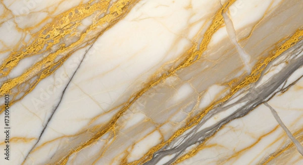 Fototapeta Luxurious white marble with striking gold veins creates an opulent backdrop for sophisticated design projects and elegant interiors