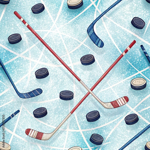 Obraz seamless pattern texture of hockey elements	
