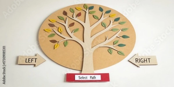 Fototapeta Y shaped paper cutout of a tree showing select path