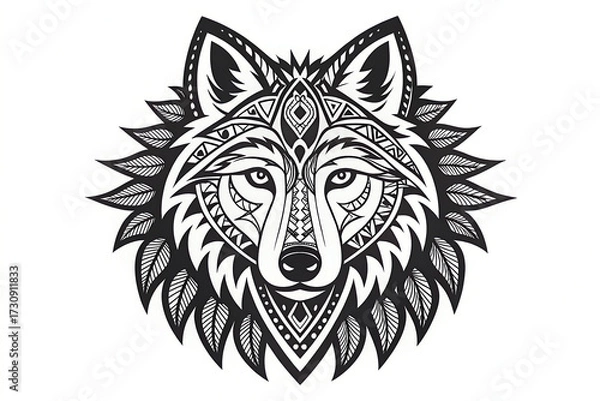 Fototapeta lion head vector illustration , -black-and-white-vector-illustration-of-a-roaring- vector, head, lion, tiger, tattoo, face, animal.