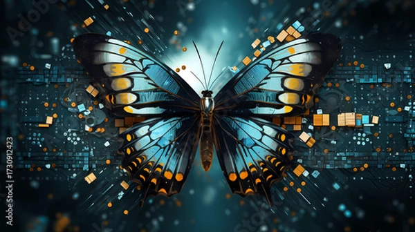 Fototapeta Butterflies resembling binary code