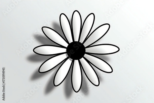 Fototapeta white flower on a  background , Stylized_black_and_white_daisy_flower_vector , flower, daisy, nature, white, isolated, chamomile.