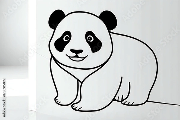 Fototapeta Modern_vector_black_and_white_panda_ panda bear with bamboo , panda, bear, animal, cartoon, illustration, vector. 