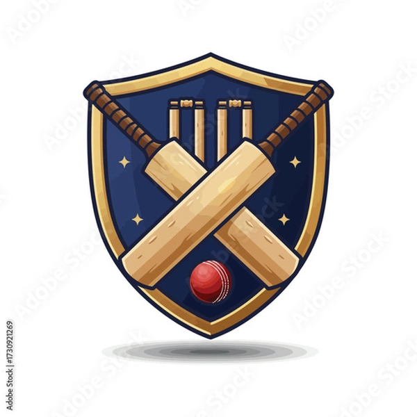 Fototapeta The wooden shield with sword design is an icon and vector illustration that could serve as a business symbol or coat of arms object