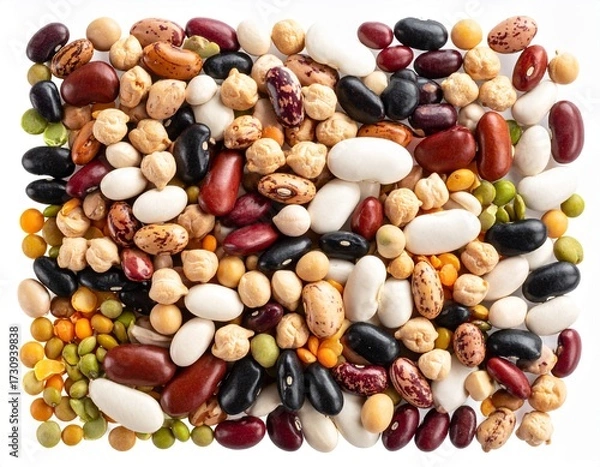 Obraz mixed legumes top flat view AI generated