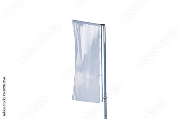 Fototapeta ertical white advertising flag isolated on transparent background, blank template for branding, events and corporate design.
