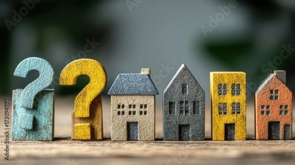 Fototapeta Exploring real estate questions homeowners dilemmas residential spaces indoor setting close-up property insights for home buyers.