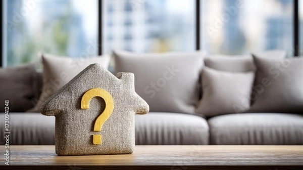 Fototapeta Exploring real estate questions homeowners dilemmas residential spaces indoor setting close-up property insights for home buyers.