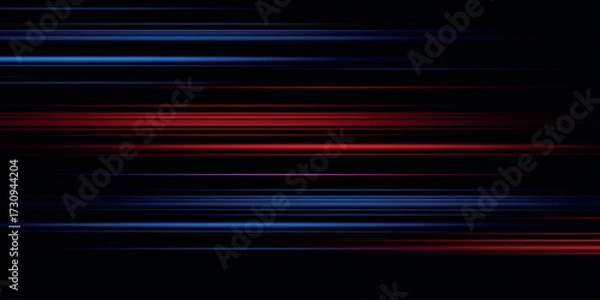 Fototapeta Speed lines light effect, glowing magic rays, abstract neon lines. Police or car lights in motion concept. Vector illustration.
