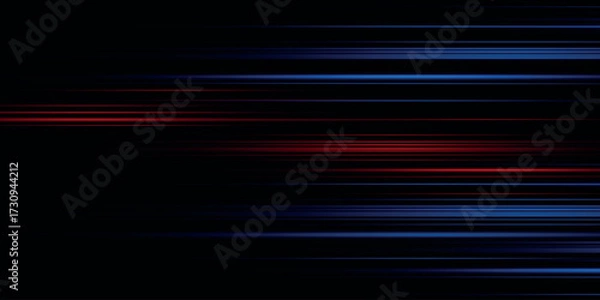 Fototapeta Speed lines light effect, glowing magic rays, abstract neon lines. Police or car lights in motion concept. Vector illustration.
