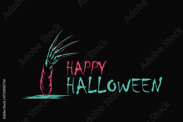 Obraz Spooky Halloween illustration of a creepy zombie hand rising from the ground