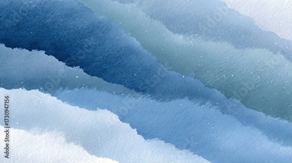 Fototapeta Abstract watercolor wash with layered blue brush strokes, soft gradient transitions, and textured handmade paper effect