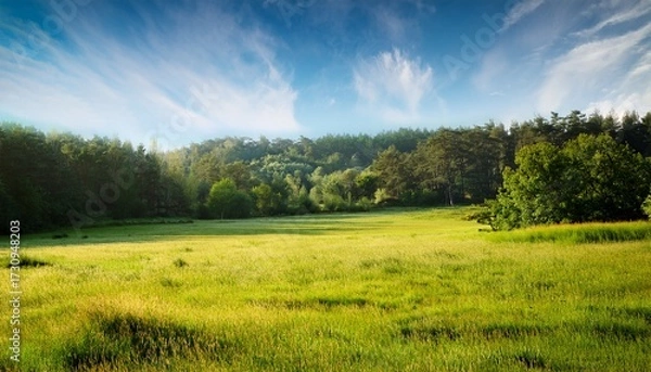 Obraz Grassland With Forest In The Background