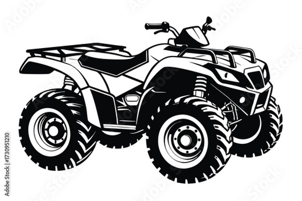 Fototapeta Black and White Vector Illustration of an AllTerrain Vehicle with Big Tires