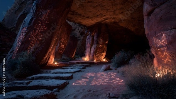 Obraz Fantasy Cliffside City in Desert Landscape

