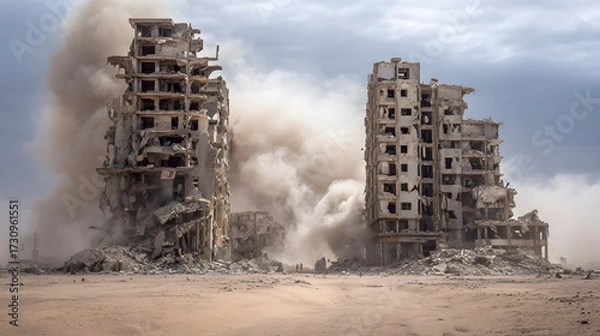 Obraz Abandoned Futuristic City in Desert Ruins

