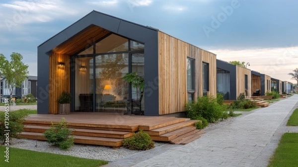 Fototapeta Modular houses of modern architecture.