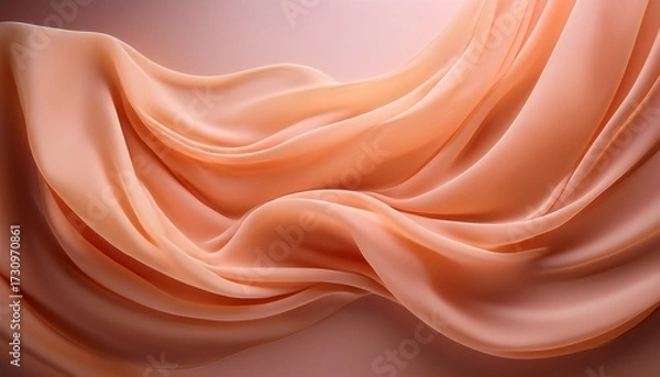 Obraz Ephemeral Fabric A Delicate Veil Of Peach Fabric Dances And Billows Weightlessly Its Soft Curves Accentuated By Subtle Light And Shadow
