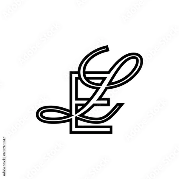 Obraz initial letter e with L script logo