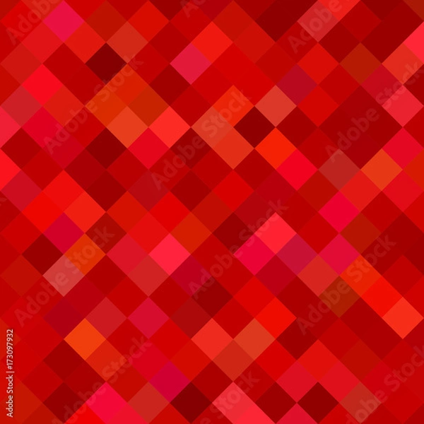 Obraz Red abstract square pattern background - geometrical vector graphic from diagonal squares