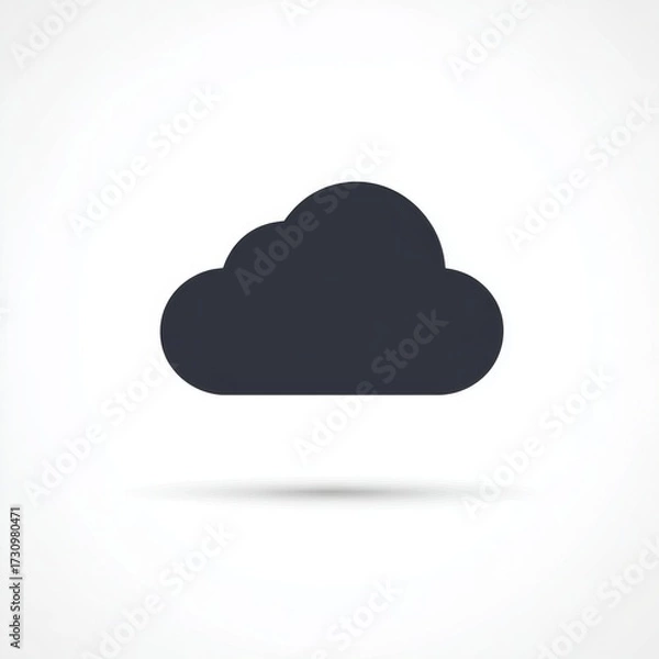 Fototapeta Dark cloud icon with shadow on white background