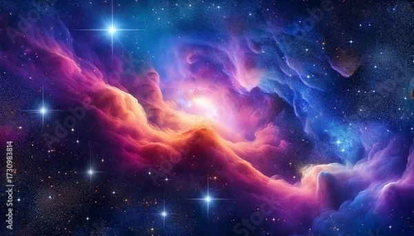 Obraz Vibrant Cosmic Nebula Galaxy Background Deep Space With Stars And Glowing Clouds High Resolution Astronomical Digital Art