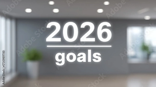 Fototapeta A modern interior with a focus on future goals for 2026, featuring minimalistic design elements.